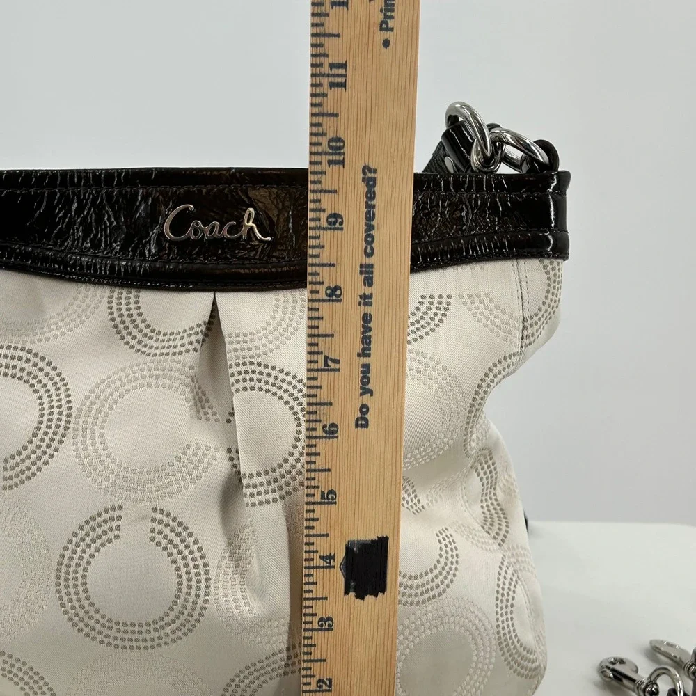 Coach Madison Op Art Dotted C Convertible Shoulder Bag Ivory Brown Canvas